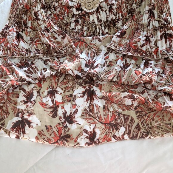 CATHERINES Blouse Plus 1X Multicolor Floral Lace 3/4 Bell‎ Sleeve Shark Bite Hem - Picture 10 of 14